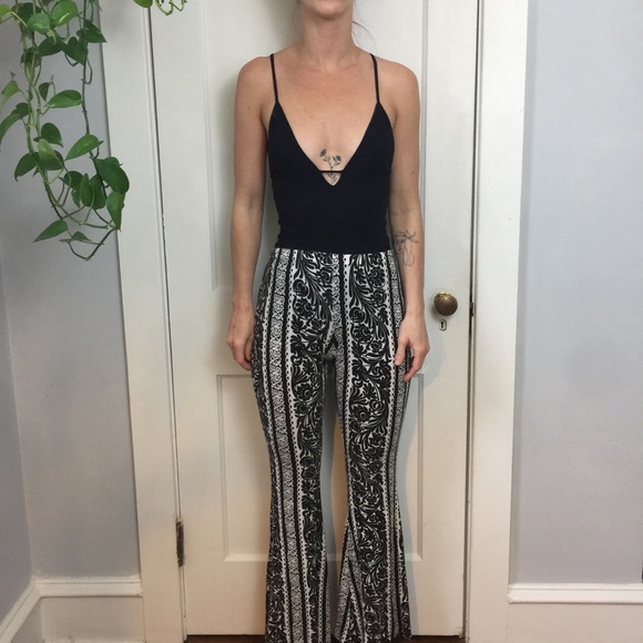 See You Monday Pants - See You Monday Black White Striped Bell Bottoms